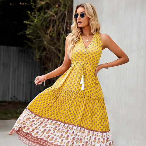 Women Summer Dress Floral Print Maxi Dresses Bohemian Hippie Beach Long Dress Women's Clothing 2023 vestidos de verano