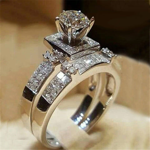 Sonicelife New Trendy Women's Set Rings Statement Jewelry Geometric Shaped Modern Wedding Engagement Bands Female Accessories