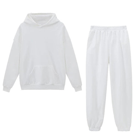 Sonicelife 2024 Women Hoodies and Sweatpants White Tracksuits Female Two Piece Set Solid Color Pullovers Jacket Lounge Wear Casual