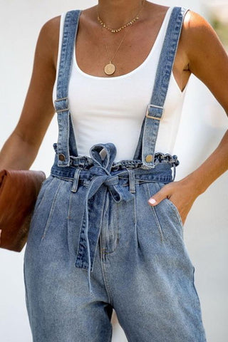 Sonicelife Woman jeans  Auricularia Jeans Belt Casual Overalls