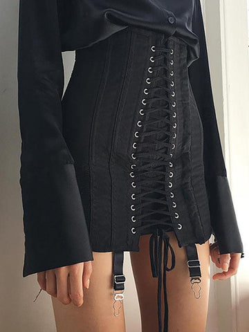 Sonicelife 2024 New Fashion Woman Bottom Elegant Bandage Wrap Mini Skirt