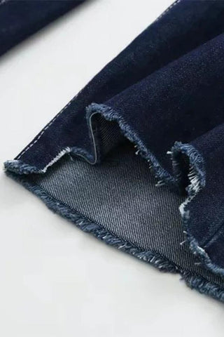 Sonicelife Woman jeans  Belt Frayed Hem Irregular Jeans