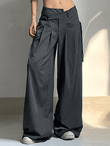 Sonicelife 2024 New Fashion Woman Bottom Elegant Cross Over Pleated Tailored Pants