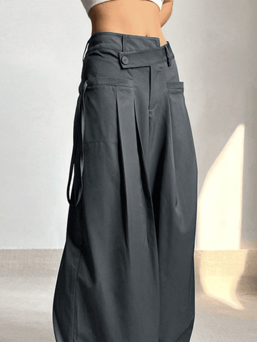 Sonicelife 2024 New Fashion Woman Bottom Elegant Cross Over Pleated Tailored Pants