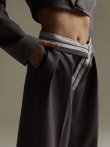 Sonicelife 2024 New Fashion Woman Bottom Elegant Cross Over Pleats Tailored Pants