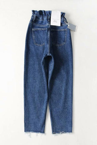 Sonicelife Woman jeans  Drawstring High-waisted Straight Jeans