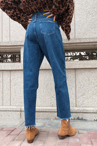 Sonicelife Woman jeans  Drawstring High-waisted Straight Jeans