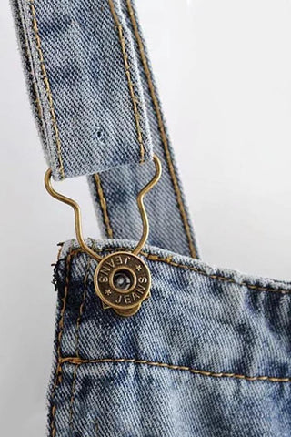 Sonicelife Woman jeans  Front Pockets Denim Overalls