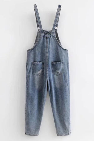 Sonicelife Woman jeans  Front Pockets Denim Overalls