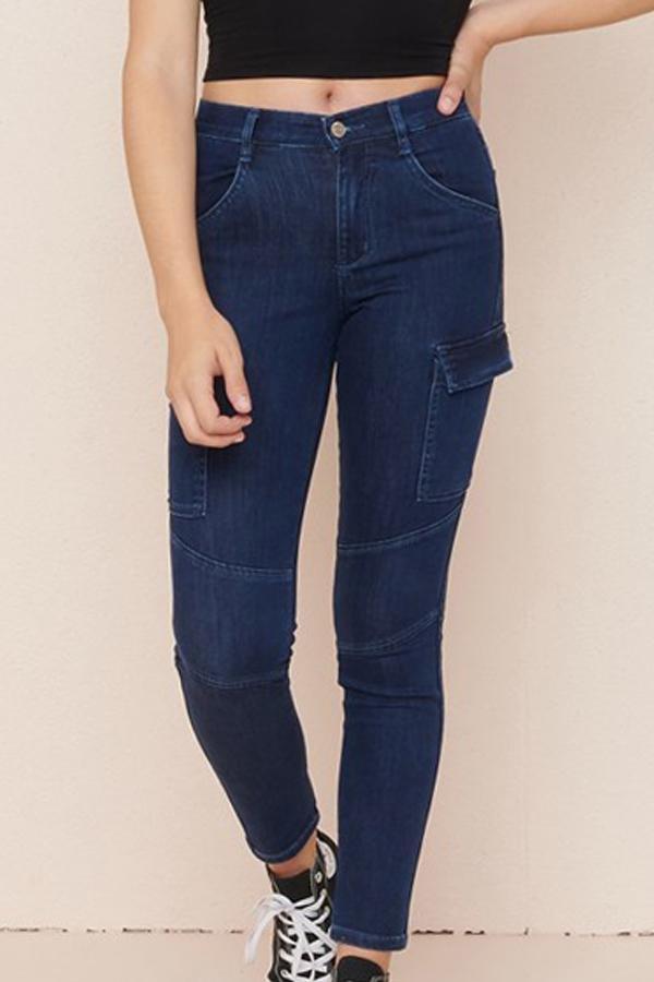 Sonicelife Woman jeans  High Elastic Skinny Cargo Jeans