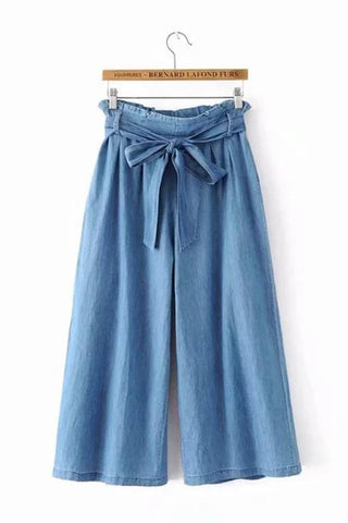 Sonicelife Woman jeans  High-waisted Belt Wide Leg Jeans