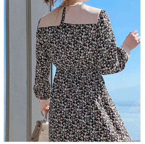 Sonicelife Breastfeeding dress spring clothes to go out fashion waist to show thin large size floral hot mother postpartum breastfeeding clothes