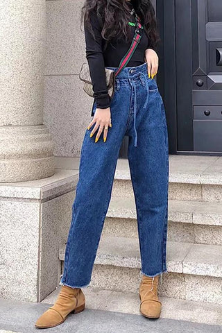 Sonicelife Woman jeans  Leisure Drawstring Loose Jeans