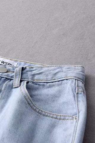 Sonicelife Woman jeans  Leisure Frayed Wide Leg Jeans