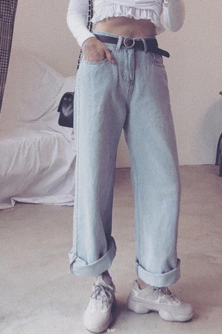Sonicelife Woman jeans  Leisure High-waisted Straight Jeans