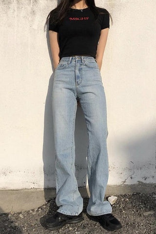 Sonicelife Woman jeans  Leisure High-waisted Straight Jeans