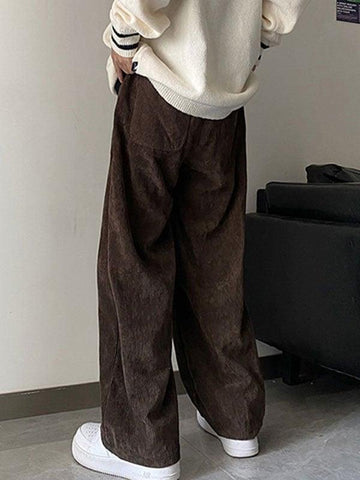 Sonicelife 2024 New Fashion Woman Bottom Elegant Men's Corduroy Solid Casual Pants