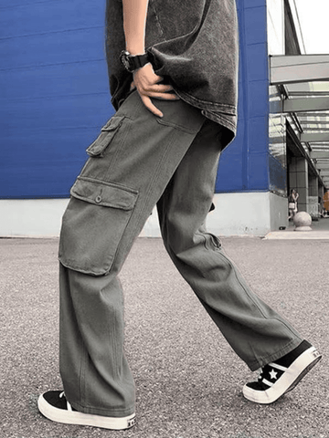 Sonicelife 2024 New Fashion Woman Bottom Elegant Men's Strap Detail Pocket Loose Cargo Pants
