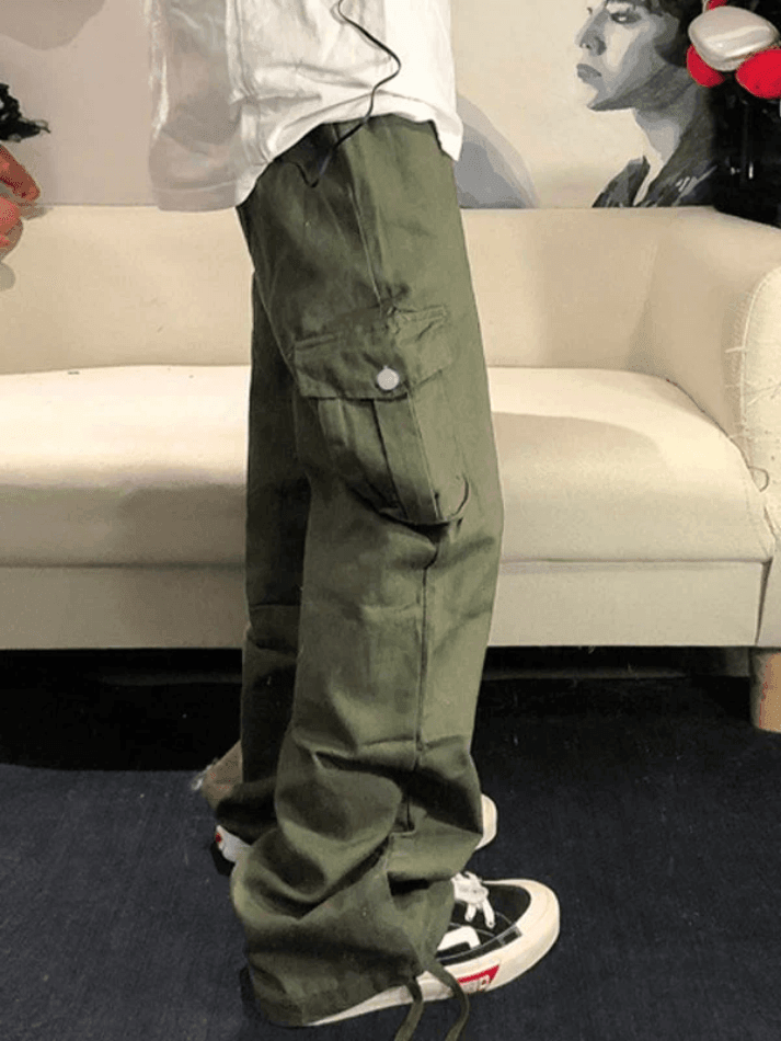 Sonicelife 2024 New Fashion Woman Bottom Elegant Men's Vintage Straight-Leg Cargo Pants
