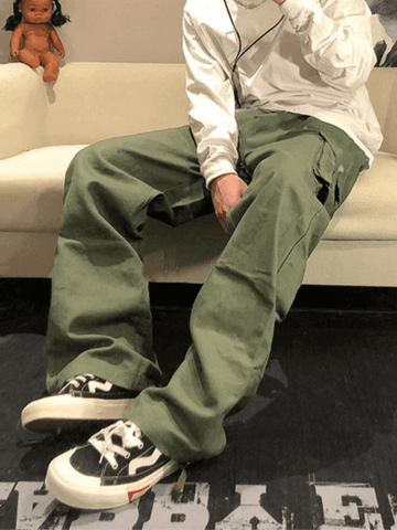 Sonicelife 2024 New Fashion Woman Bottom Elegant Men's Vintage Straight-Leg Cargo Pants