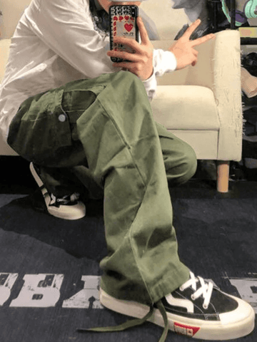 Sonicelife 2024 New Fashion Woman Bottom Elegant Men's Vintage Straight-Leg Cargo Pants