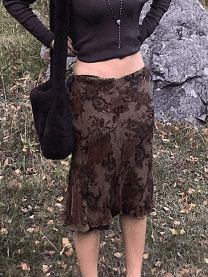 Sonicelife 2024 New Fashion Woman Bottom Elegant Mesh Floral Midi Skirt