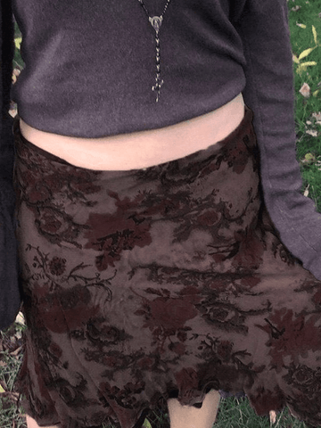 Sonicelife 2024 New Fashion Woman Bottom Elegant Mesh Floral Midi Skirt