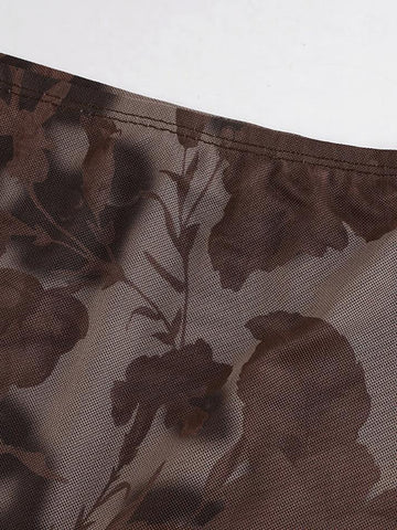Sonicelife 2024 New Fashion Woman Bottom Elegant Mesh Floral Midi Skirt