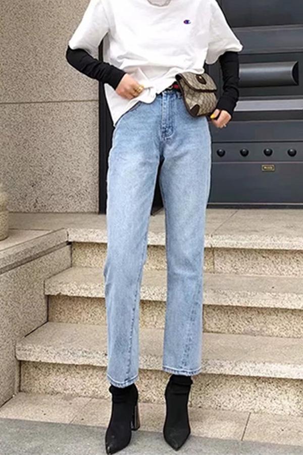 Sonicelife Woman jeans  Outdoor Vintage Straight Jeans