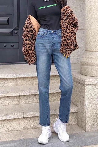 Sonicelife Woman jeans  Outdoor Vintage Straight Jeans