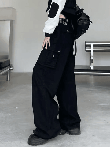 Sonicelife 2024 New Fashion Woman Bottom Elegant Patch Pocket Cargo Pants