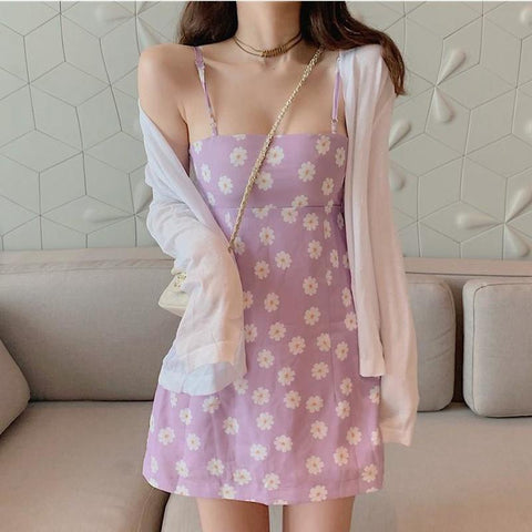 Sonicelife Harajuku Korean Style Floral Sundress (Pink)