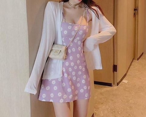 Sonicelife Harajuku Korean Style Floral Sundress (Pink)