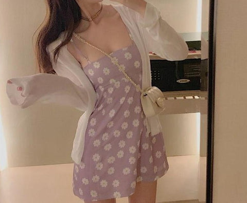Sonicelife Harajuku Korean Style Floral Sundress (Pink)