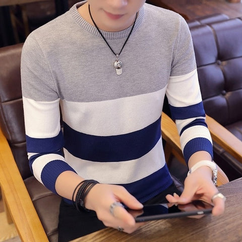 Korea Grey Sweaters And Pullovers Men Long Sleeve Knitted Sweater High Quality Winter Pullovers Homme Warm Navy Coat 3xl Newest