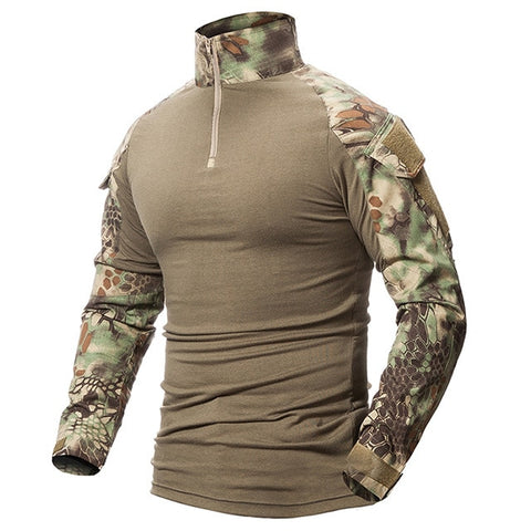 Sonicelife Gear Men Army Tactical T shirt Soldiers Military Combat T-Shirt Long Sleeve Camouflage Shirts Paintball T Shirts 5XL