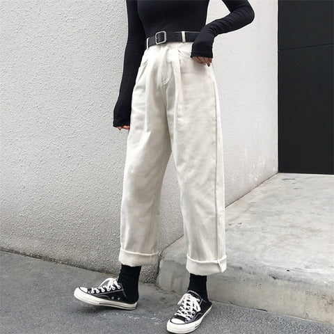 Sonicelife Loose High Waist Thin Women Pants 2023  Spring Autumn Femme Fashion Simple Casual Solid Pant Girls  All-Match Fresh