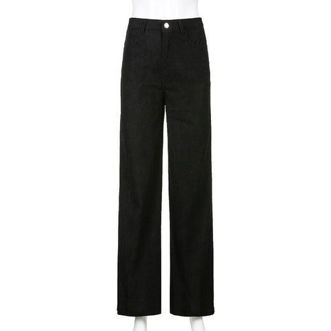 Sonicelife Indie Aesthetics Solid Corduroy Wide Leg Pants Y2K Fashion High Waist Baggy Pants Vintage 90s Streetwear Brown Trousers