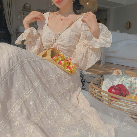 Sonicelife Vintage Fairy Dress Women Elegant Designer Chiffon Dress Long Sleeve French Party Midi Dress Casual Women's Clothing Autumn