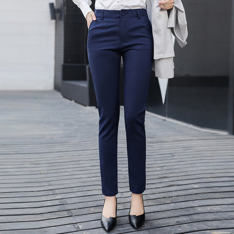 Sonicelife Pants Women 2023 Spring High Waist Female Formal Trousers Casual Pantalones Solid Workwear Stretchy Slim Woman Trousers