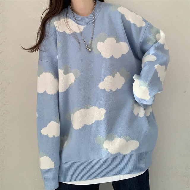 Sonicelife Sweaters Women Harajuku Lovely Chic Preppy Simple Soft Loose Autumn Spring Teens Knitwear Casual Fashion Korean Girls Pullover