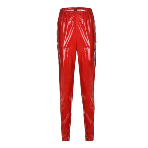 High Waist Pencil Pant  Faux Leather PU Long Trousers Casual  Exclusive Fashion Women Tight Trouser Women's pants traf