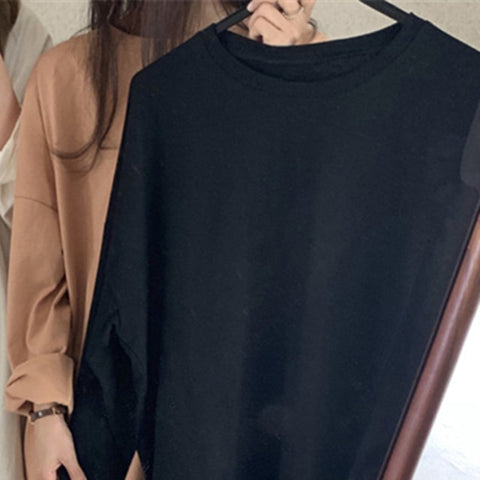 Colorfaith New 2023 Autumn Trend T-Shirts Oversized Solid Bottoming Long Sleeve Wild Korean Minimalist Style Tops T601
