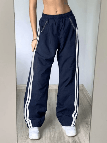 Sonicelife 2024 New Fashion Woman Bottom Elegant Side Stripe Baggy Jogger Pants