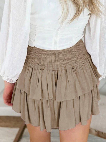 Sonicelife 2024 New Fashion Woman Bottom Elegant Smock Tiered Ruffle Mini Skirt