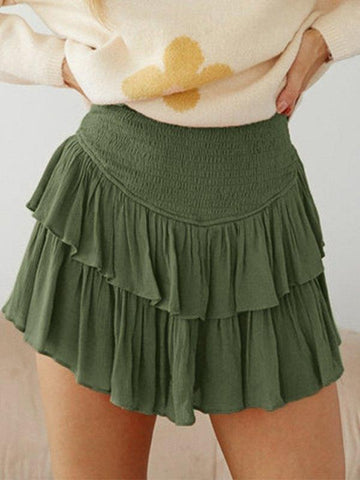 Sonicelife 2024 New Fashion Woman Bottom Elegant Smock Tiered Ruffle Mini Skirt