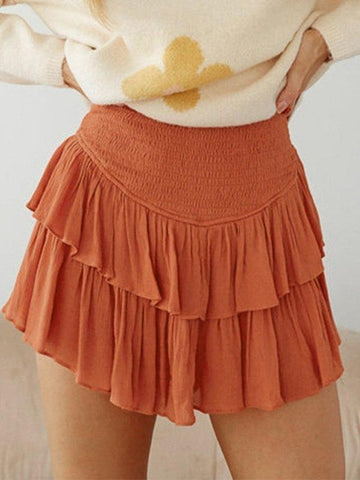 Sonicelife 2024 New Fashion Woman Bottom Elegant Smock Tiered Ruffle Mini Skirt