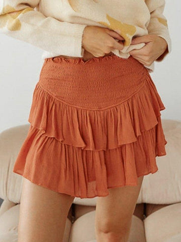 Sonicelife 2024 New Fashion Woman Bottom Elegant Smock Tiered Ruffle Mini Skirt