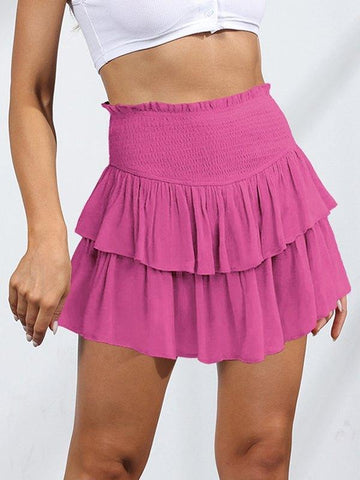 Sonicelife 2024 New Fashion Woman Bottom Elegant Smock Tiered Ruffle Mini Skirt