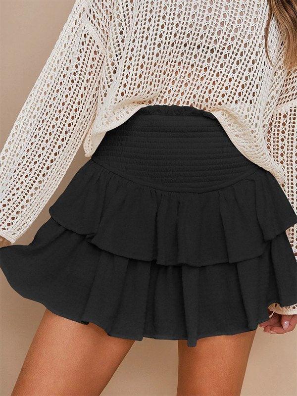 Sonicelife 2024 New Fashion Woman Bottom Elegant Smock Tiered Ruffle Mini Skirt